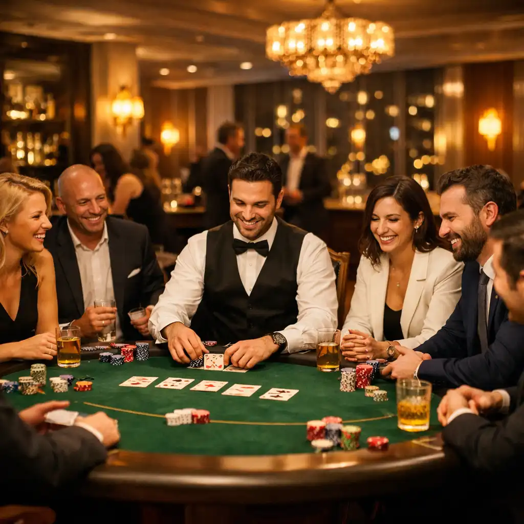 Table de poker élégante lors d'un événement d'entreprise