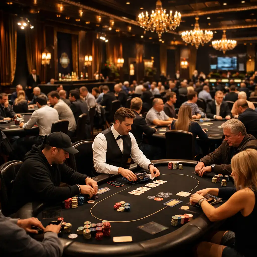 Ambiance lumineuse et raffinée autour d'un tournoi de poker événementiel