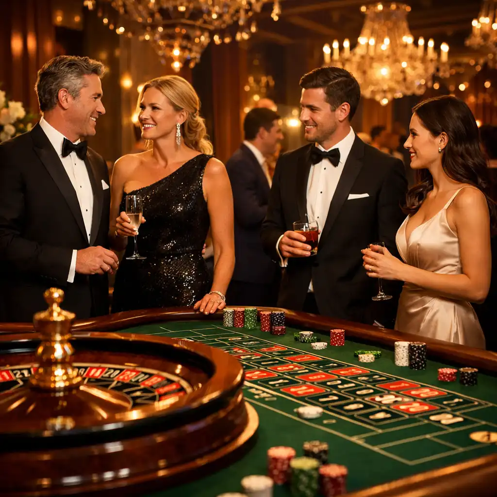 Table de roulette événementielle élégante lors d'une soirée chic